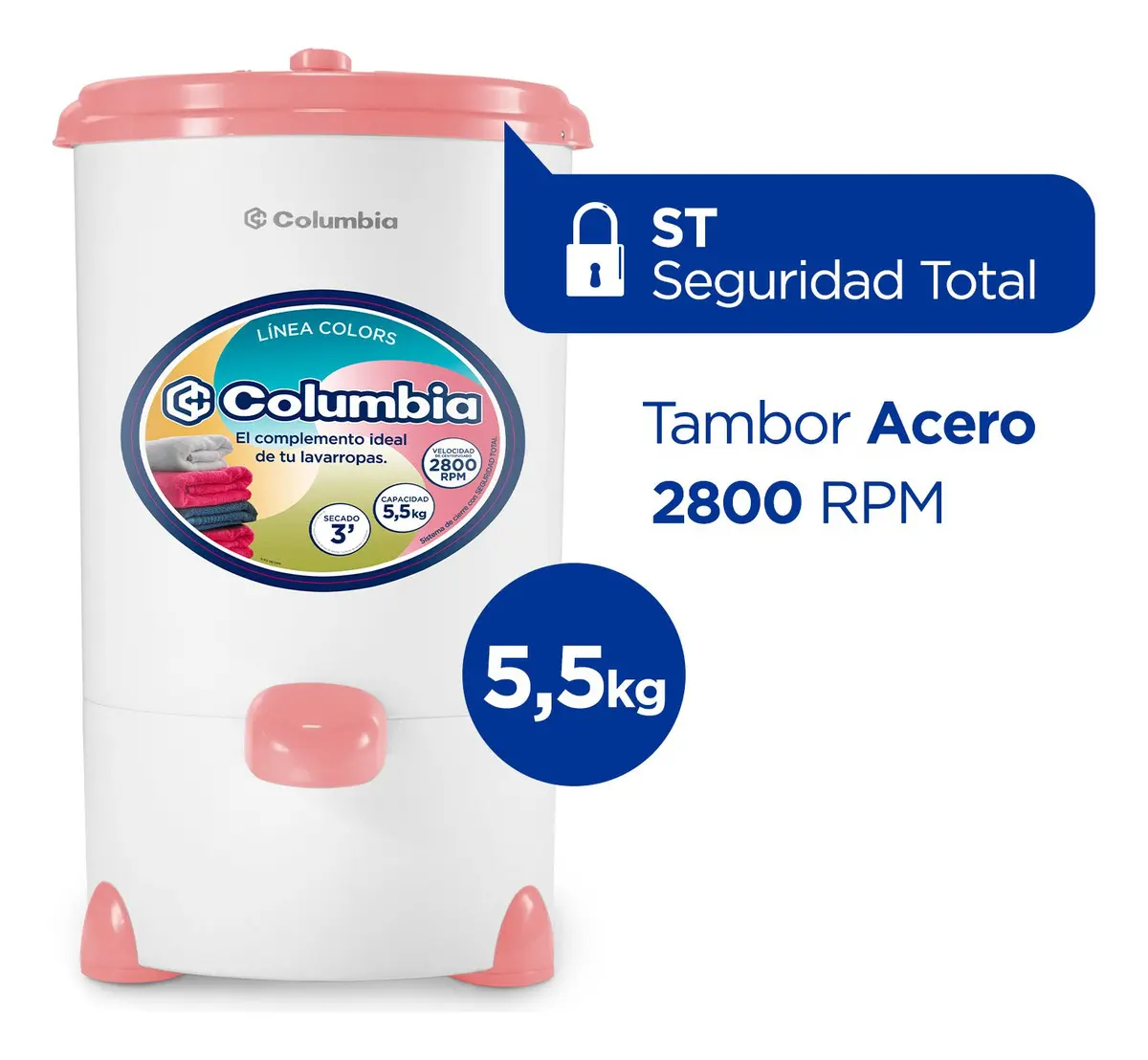 SECARROPAS 5,5 KG 2800 RPM COLUMBIA HTS5501 - Image 2