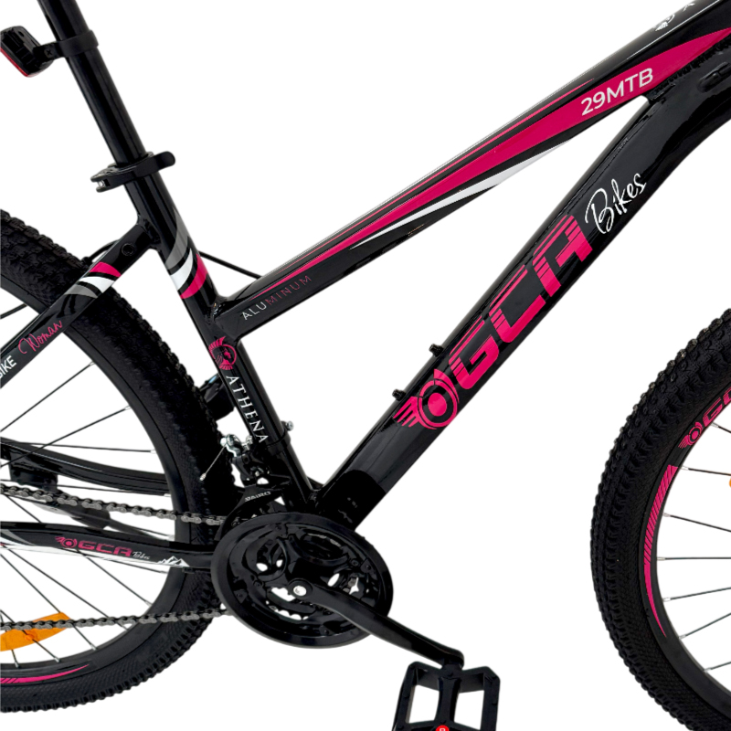 BICICLETA MTB MUJER RODADO 29 TALLE S FRENOS DISCO 21 VELOCIDADES GCA - ATHENA NEGRA Y ROSA - Image 3